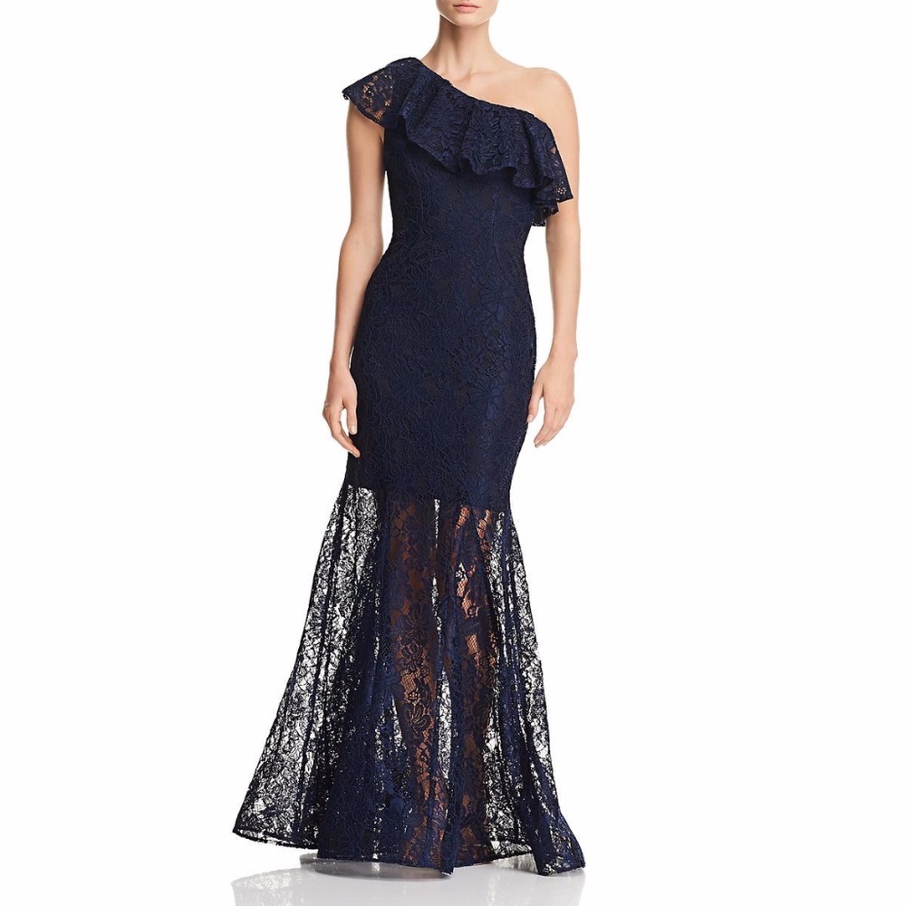 AVERY G Lace One Shoulder Evening Dress